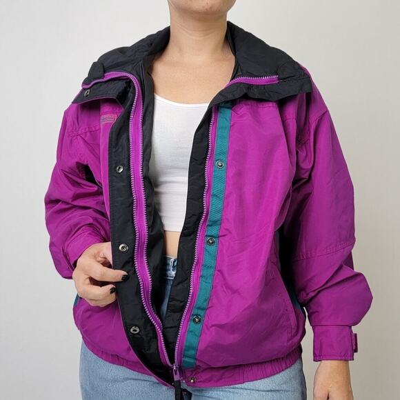 Vintage 90s Colorblock Columbia Nylon Ski Jacket - M - Picture 4 of 11